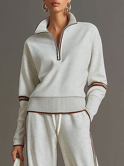 Priscilla - Ensemble de sport élégant avec sweat à capuche demi-zip