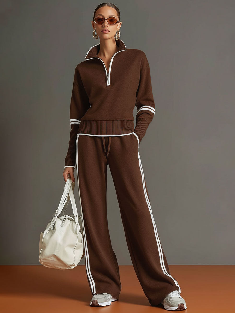 Priscilla - Ensemble de sport élégant avec sweat à capuche demi-zip
