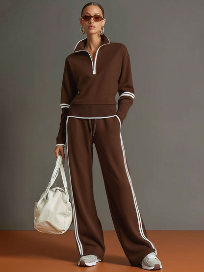 Priscilla - Ensemble de sport élégant avec sweat à capuche demi-zip