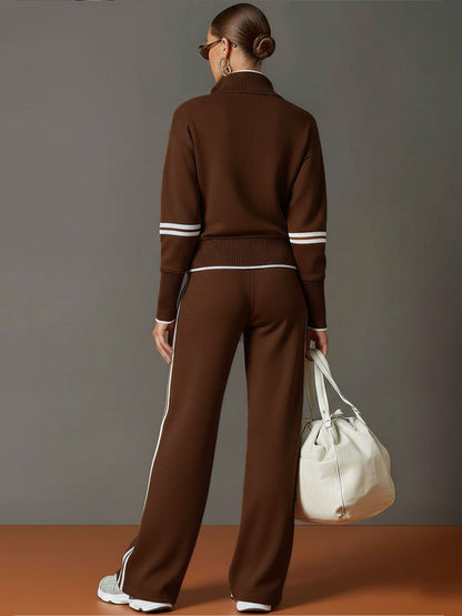 Priscilla - Ensemble de sport élégant avec sweat à capuche demi-zip