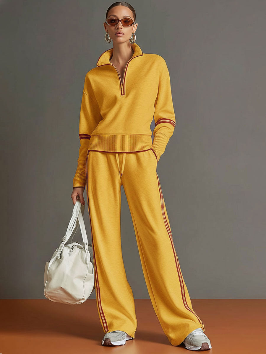 Priscilla - Ensemble de sport élégant avec sweat à capuche demi-zip