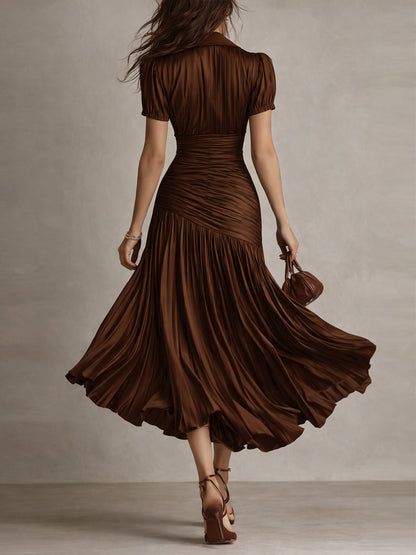 Adriana - Vestido de satén con rayas retro