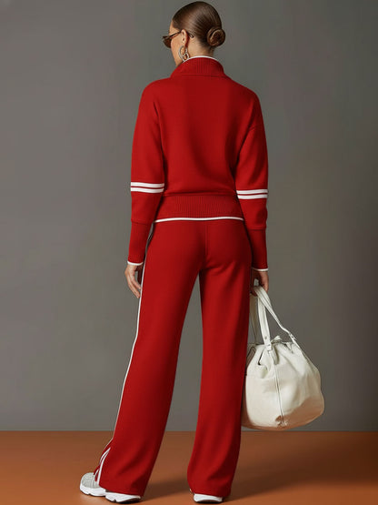 Priscilla - Ensemble de sport élégant avec sweat à capuche demi-zip