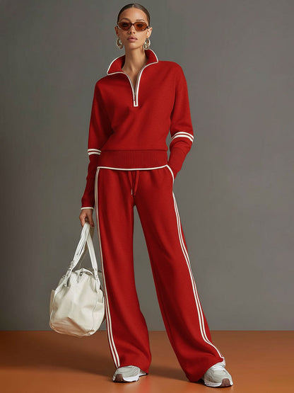 Priscilla - Ensemble de sport élégant avec sweat à capuche demi-zip