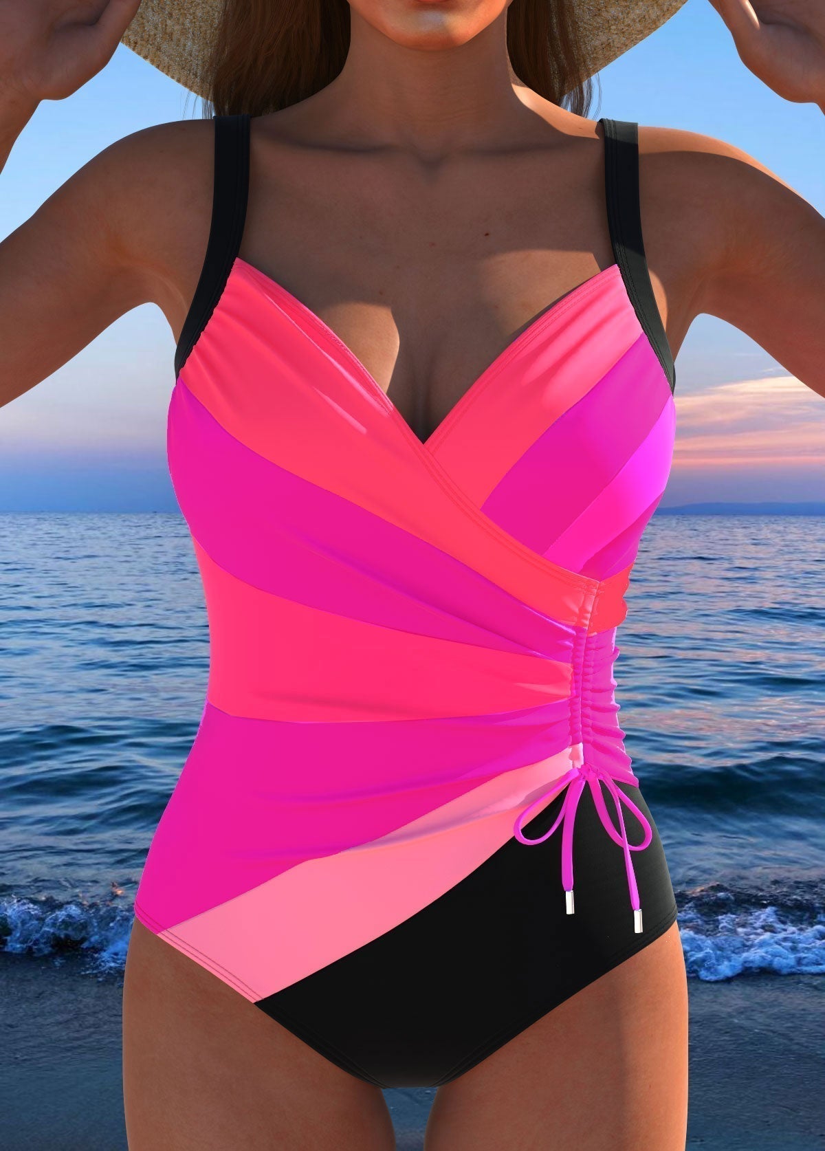 Maillot de bain croisé de luxe à imprimé coloré