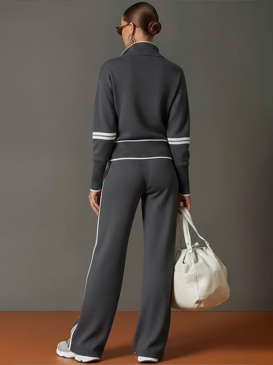 Priscilla - Ensemble de sport élégant avec sweat à capuche demi-zip