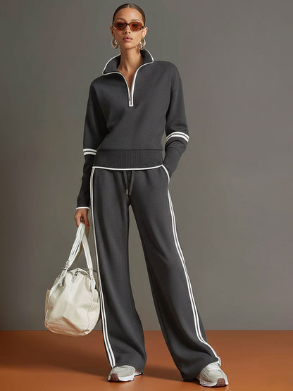Priscilla - Ensemble de sport élégant avec sweat à capuche demi-zip