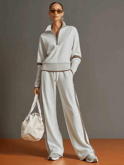 Priscilla - Ensemble de sport élégant avec sweat à capuche demi-zip