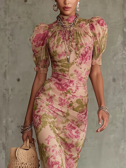 Fiora - Robe longue à imprimé vintage