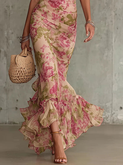 Fiora - Robe longue à imprimé vintage