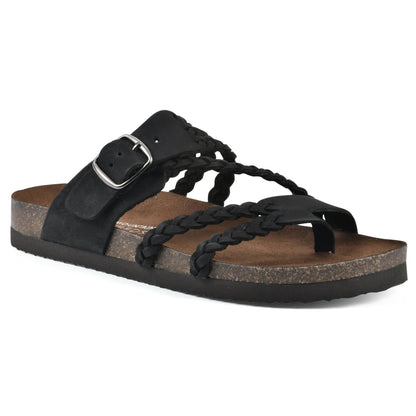 Sandalias ortopédicas Mara con plantilla Comfort negras, tira trenzada y hebilla metálica