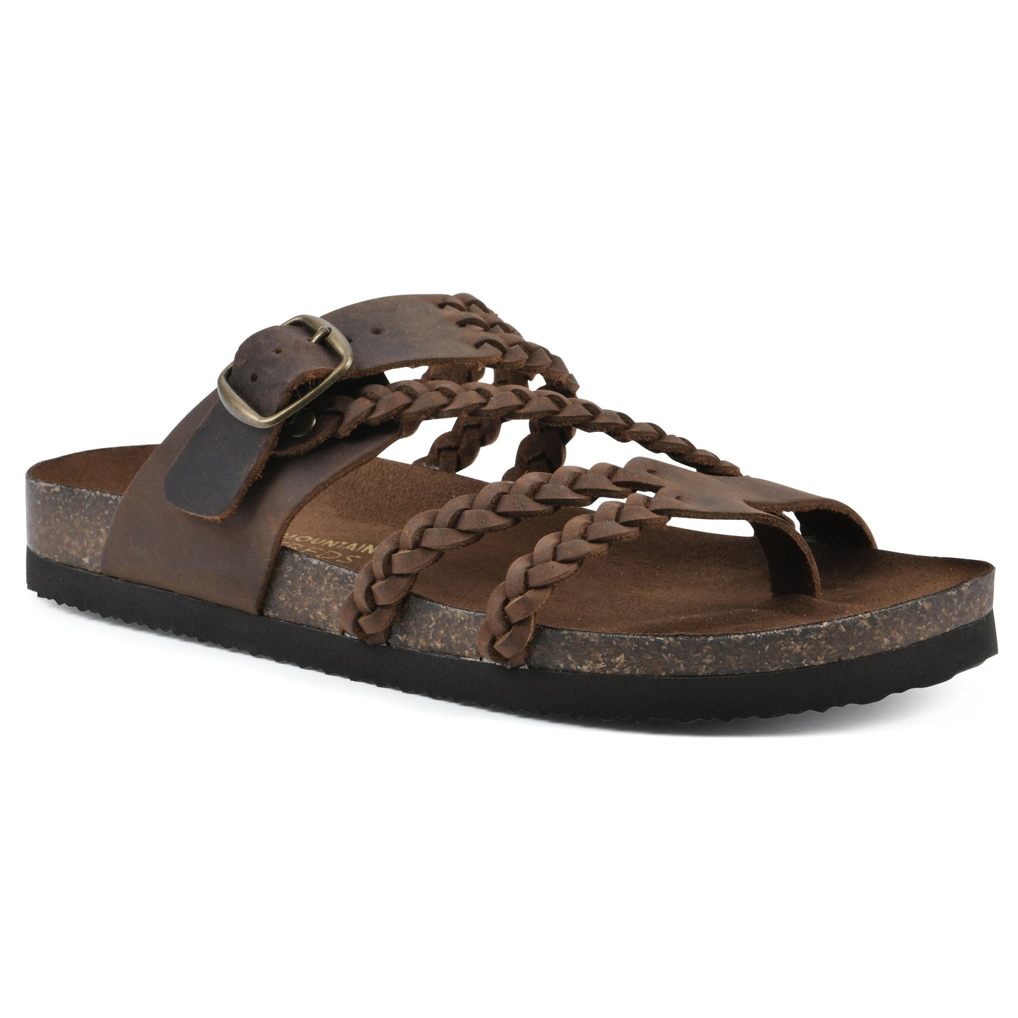 Sandalias ortopédicas Mara con plantilla Comfort marrones, tira trenzada con hebilla