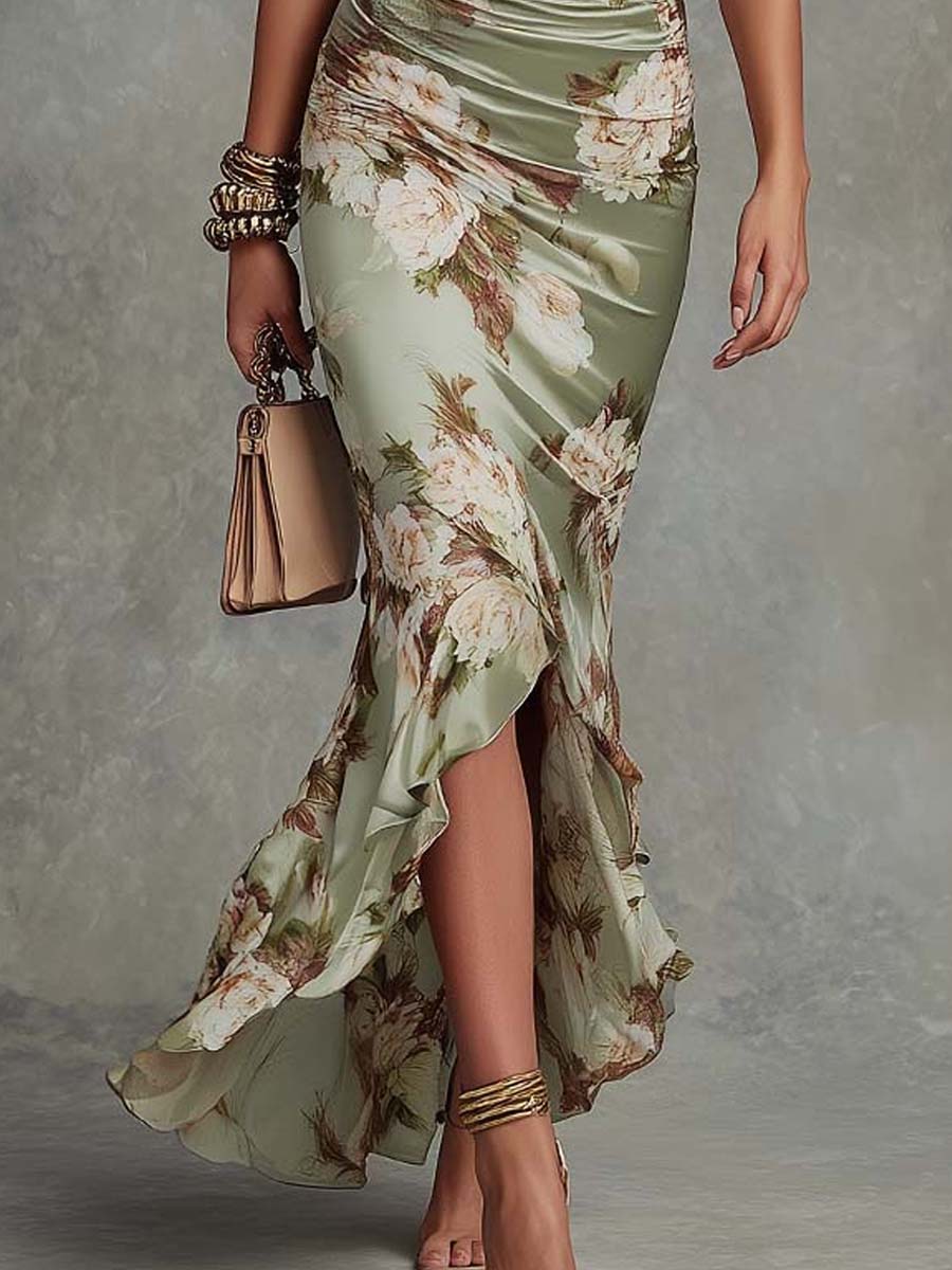 Anna - Robe longue asymétrique à col en V