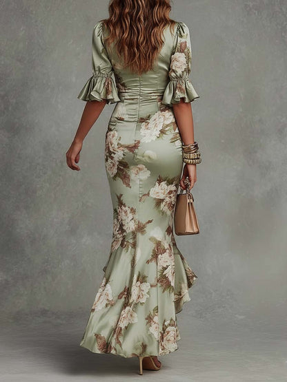 Anna - Robe longue asymétrique à col en V