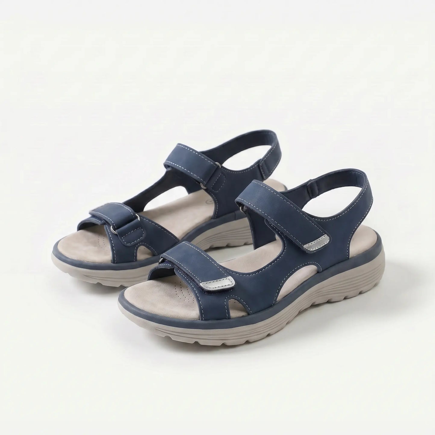 Sandalias ortopédicas antideslizantes azules con doble tira y suela con agarre