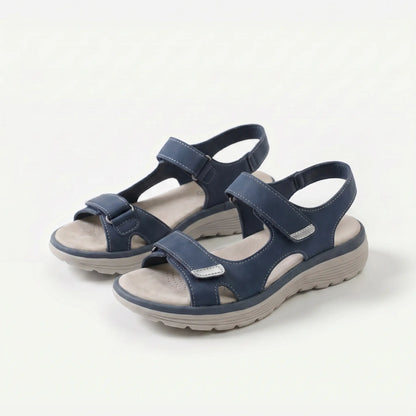 Sandalias ortopédicas antideslizantes azules con doble tira y suela con agarre