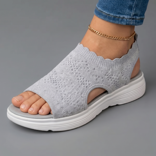 Sandalias ortopédicas confort color gris, tejido tipo calcetín con suela blanca