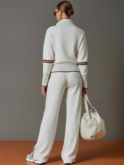 Priscilla - Ensemble de sport élégant avec sweat à capuche demi-zip