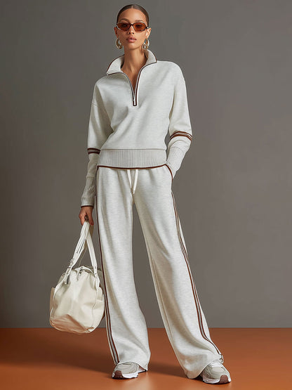 Priscilla - Ensemble de sport élégant avec sweat à capuche demi-zip