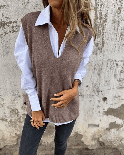 Vera - Gilet tricoté superposé