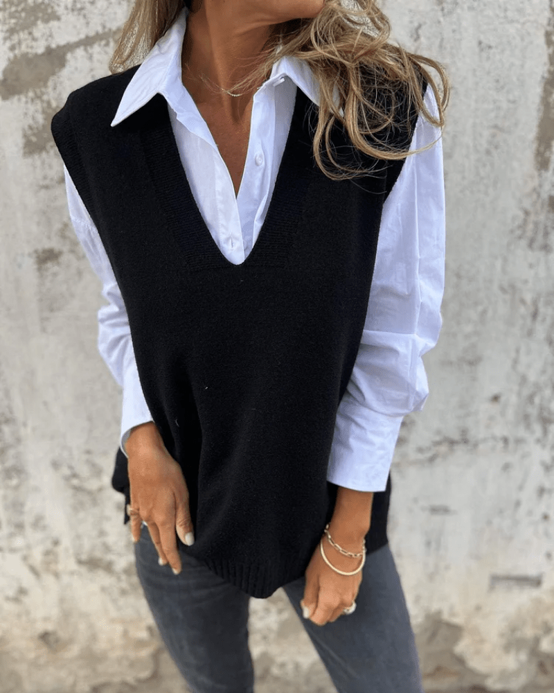 Vera - Gilet tricoté superposé