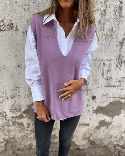 Vera - Gilet tricoté superposé