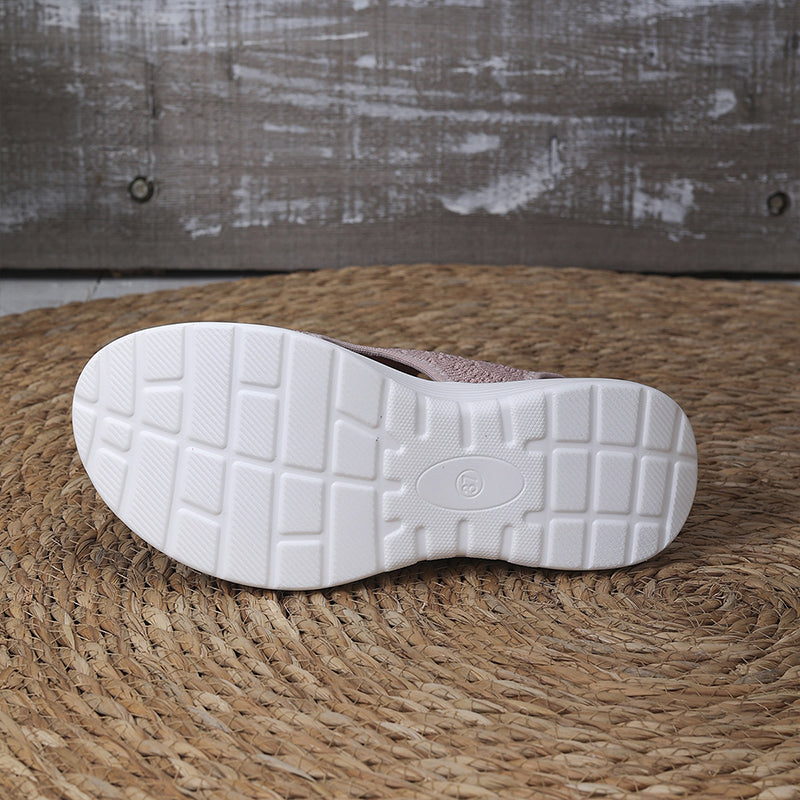 Suela antideslizante de sandalias ortopédicas confort rosa con dibujo de agarre