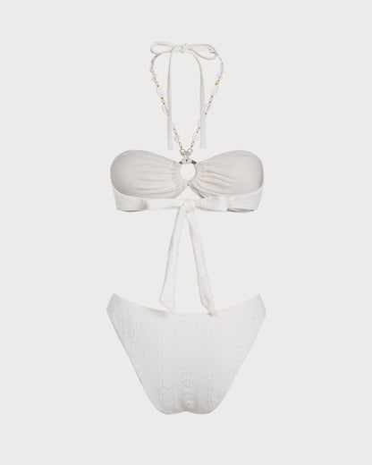 Ensemble bikini blanc de style bandeau