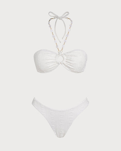 Ensemble bikini blanc de style bandeau