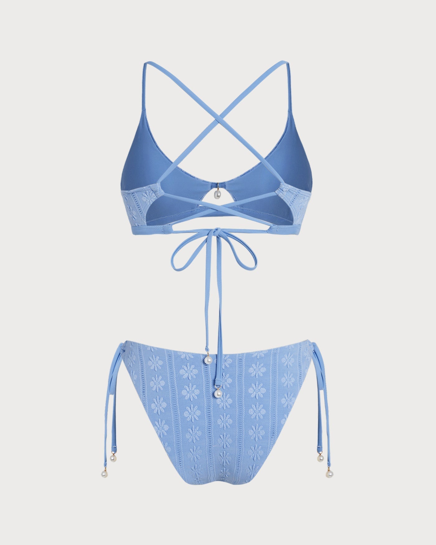 Ensemble de bikini triangle floral bleu en U