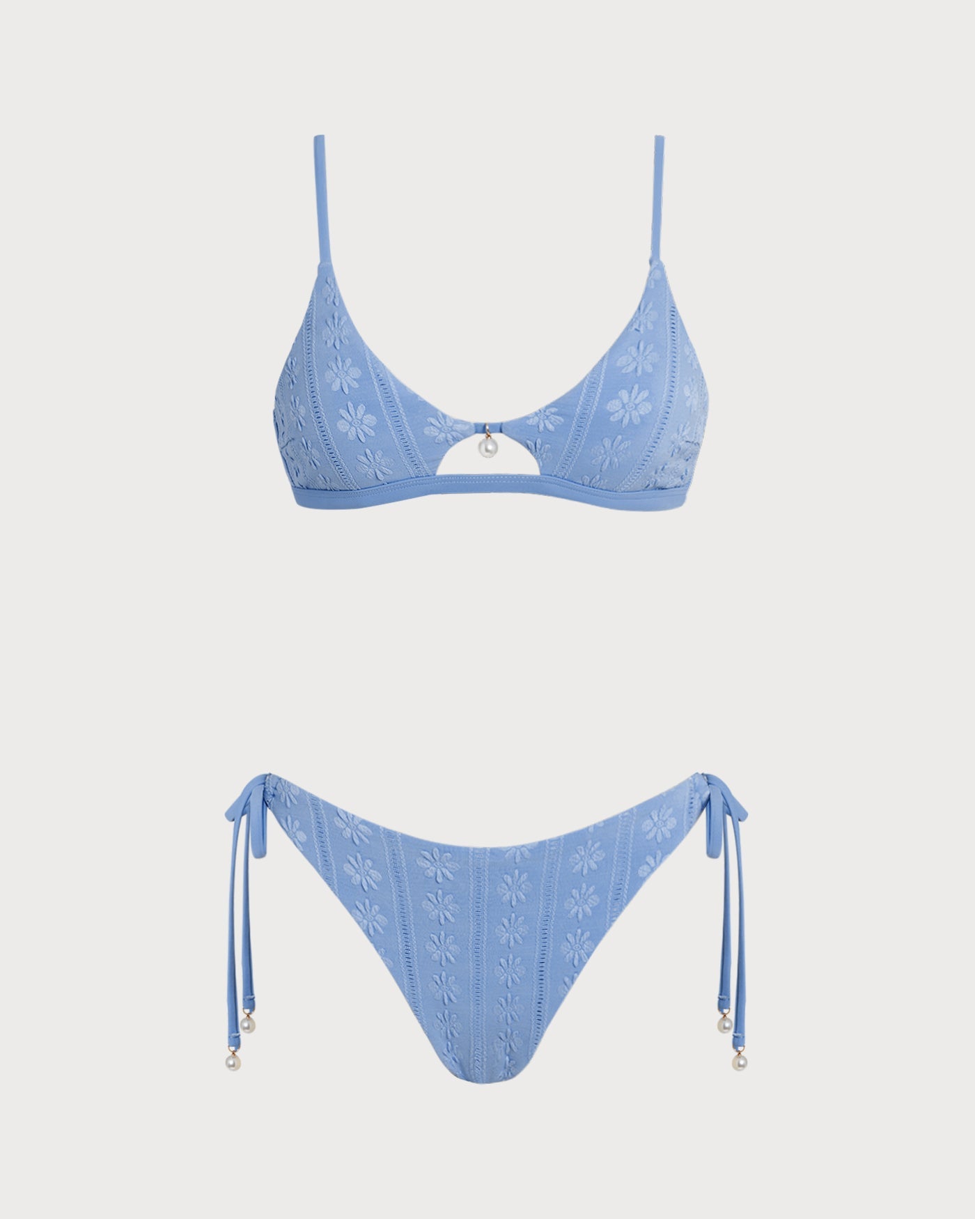 Ensemble de bikini triangle floral bleu en U