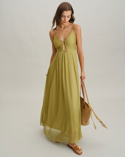 Loren - Vestido largo verde