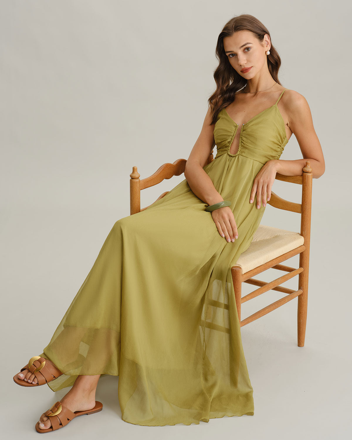 Loren - Vestido largo verde